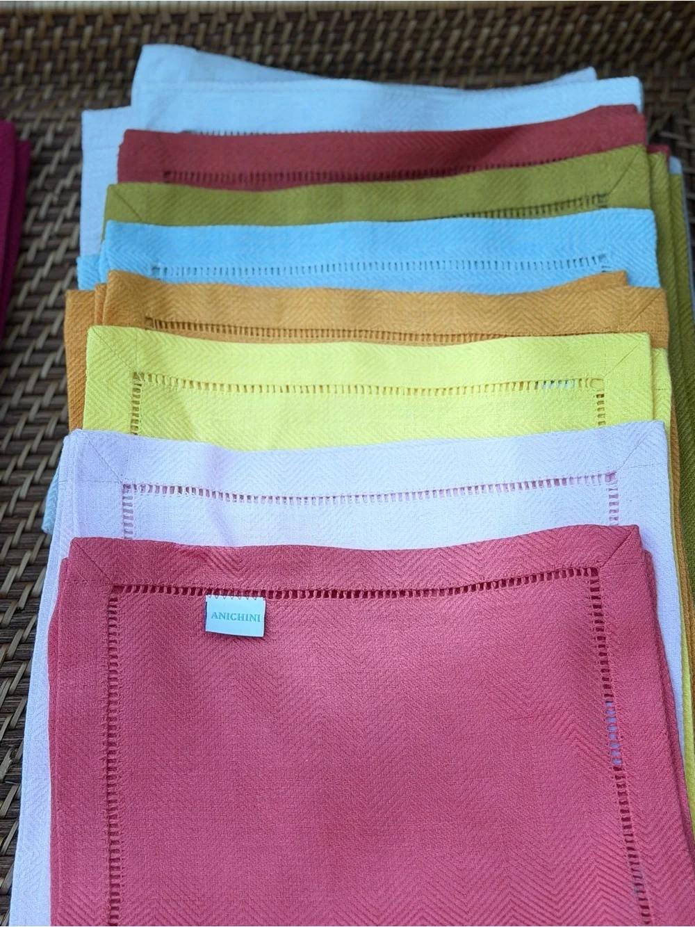 ANICHINI Bright Colorful Linen cocktail Napkins 10x10 FREE SHIPPING